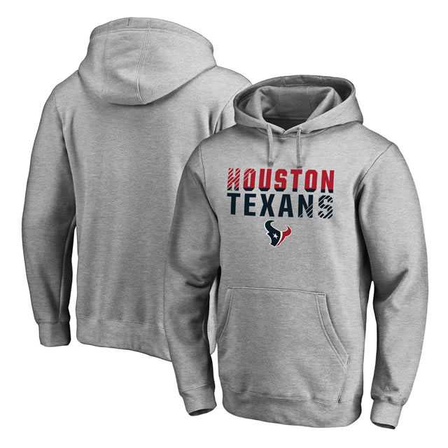 Houston Texans NFL Pro Line by Fanatics Branded Ash Iconic Collection Fade Out Pullover Hoodie 90Hou